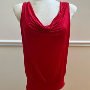 BEBE Draped Front Crisscross Back Red Top Women’s Size M